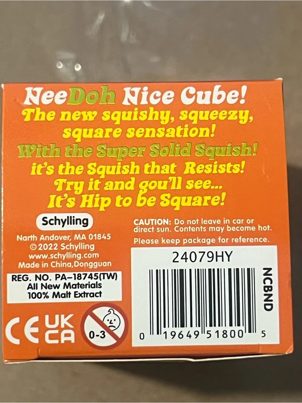 Nee Doh Fanta NiCE Cube Drop Super Solid Orange Toy -